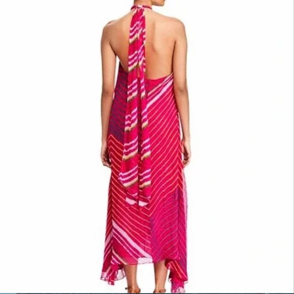 POLO RALPH LAUREN Pink Silk Summer Halter Dress Gorgeous Dyed Maxi Barbie SZ-10 - Picture 13 of 14
